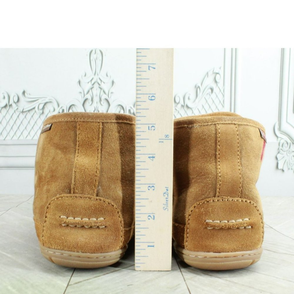LL Bean Brown Suede Wicked Good Shearling Lined Slipper Ankle Boots Size 12 Wide - Picture 6 of 9